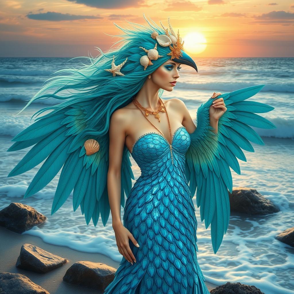 Embrace the Ocean: Mystical Bird-like Sea Druid