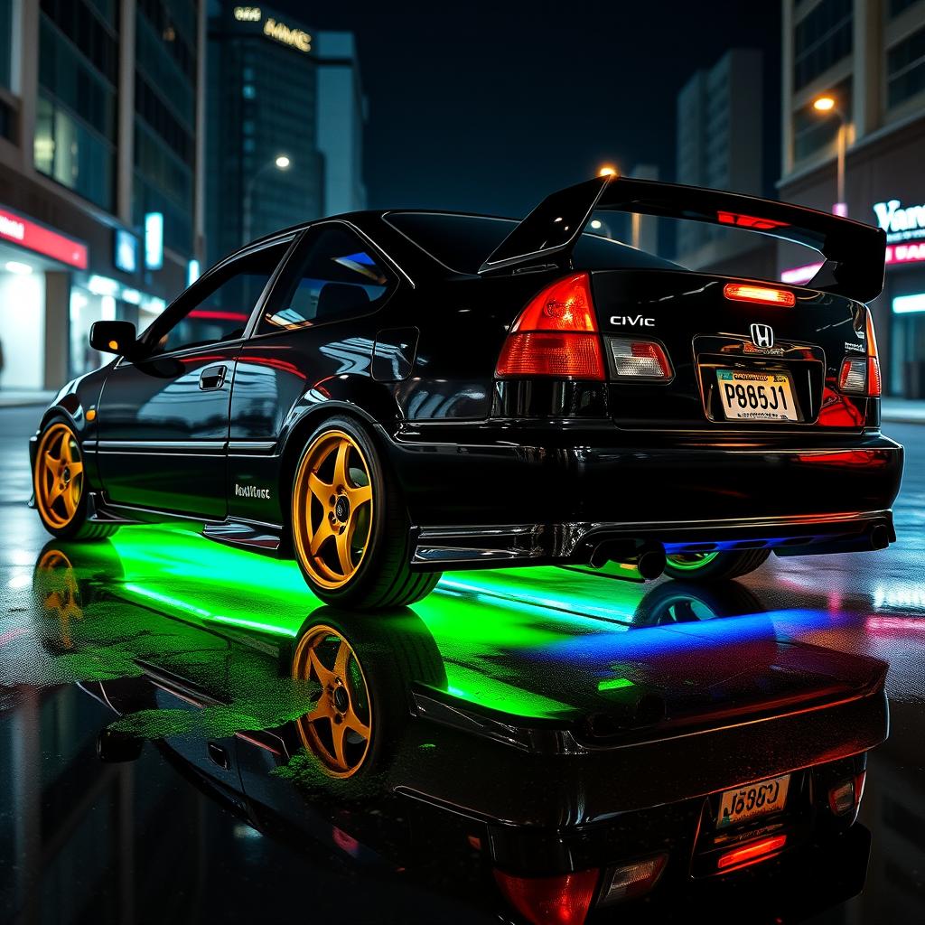 1993 Honda Civic EJ1 Coupe: Black Beauty with Neon Glow