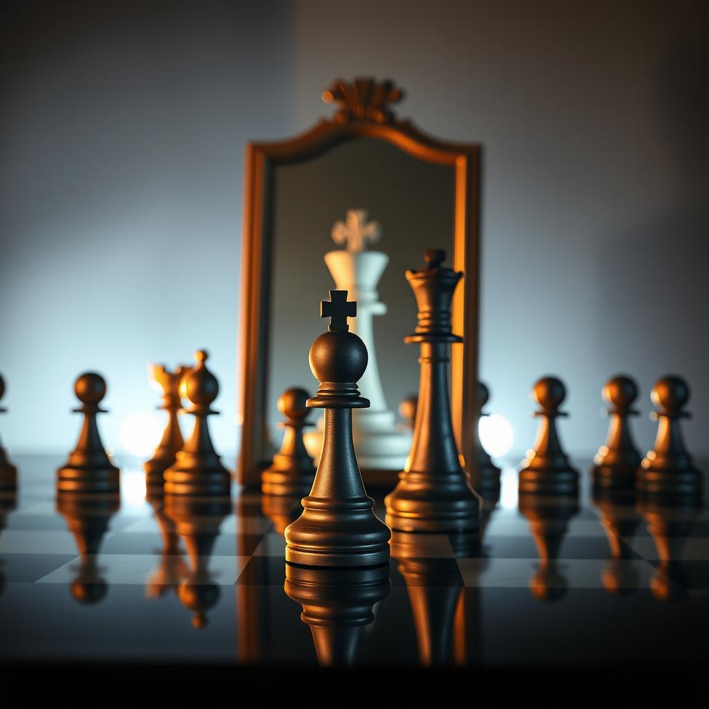 Reflect on Your Moves: Chess Pawn in Front of a Mirror