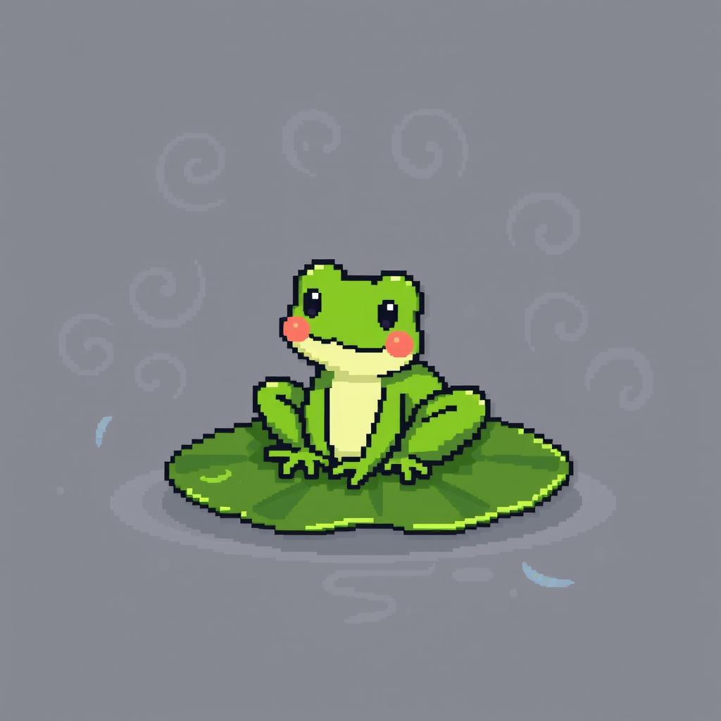 Charming Pixel Art Frog on a Lily Pad