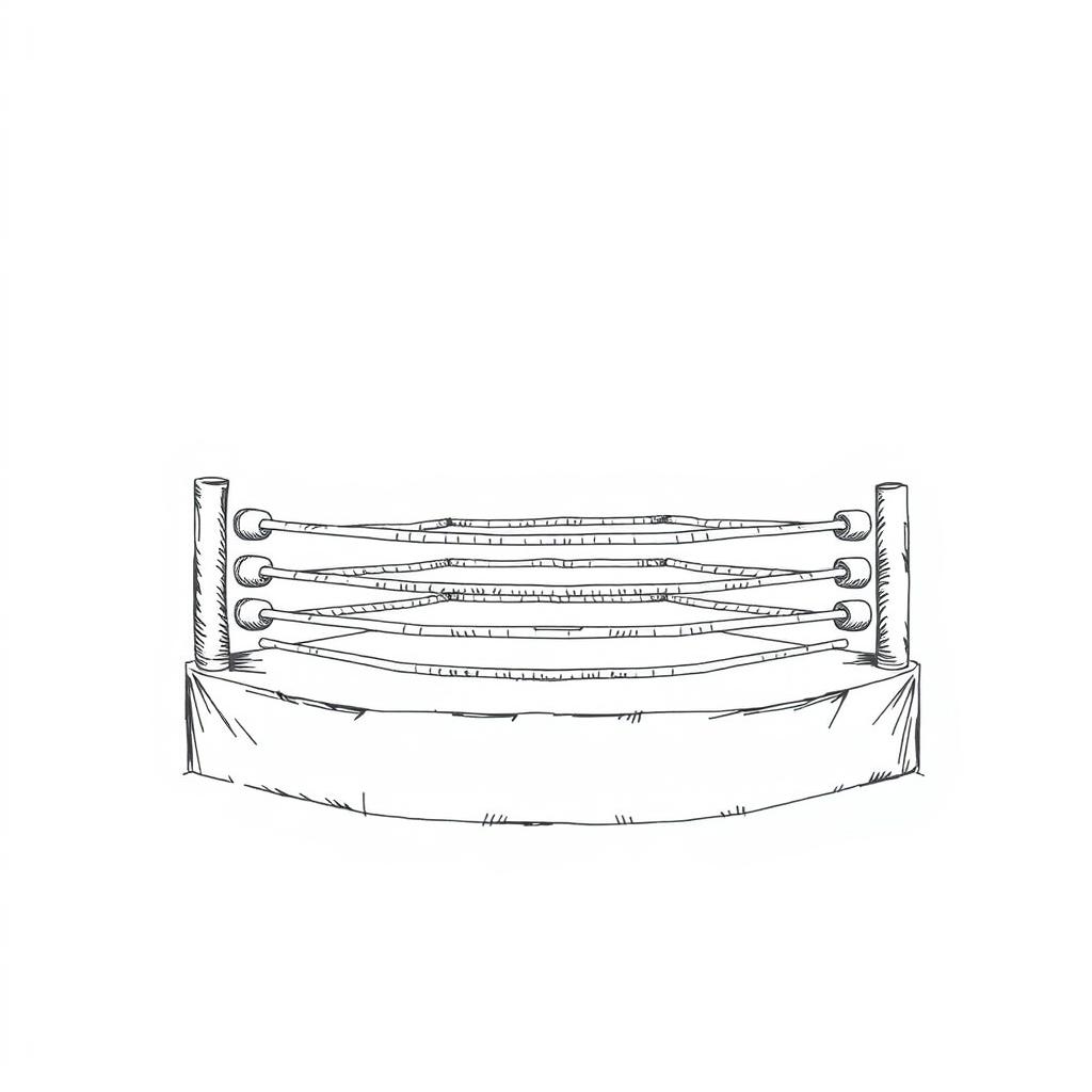 Hand-Drawn Boxing Ring: Fine Line Art
