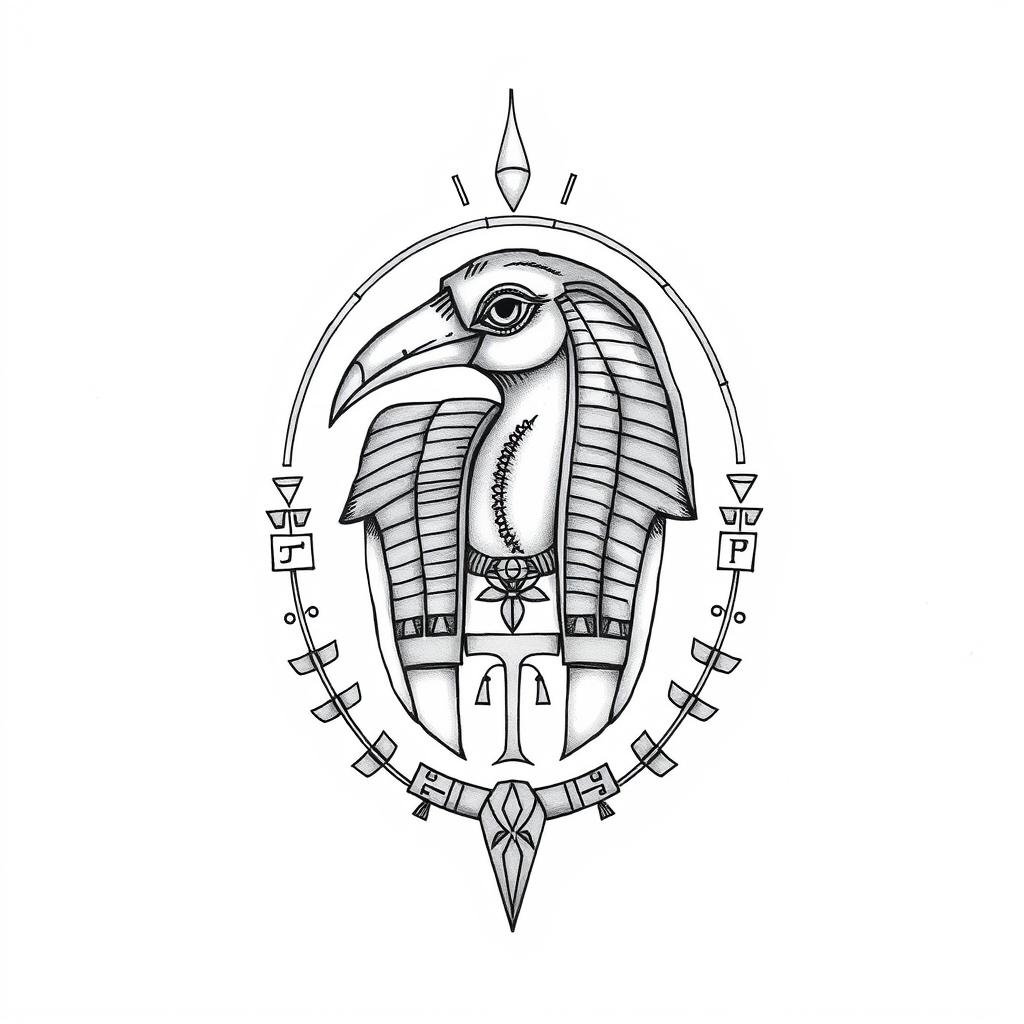 Intricate Thoth Tattoo Design