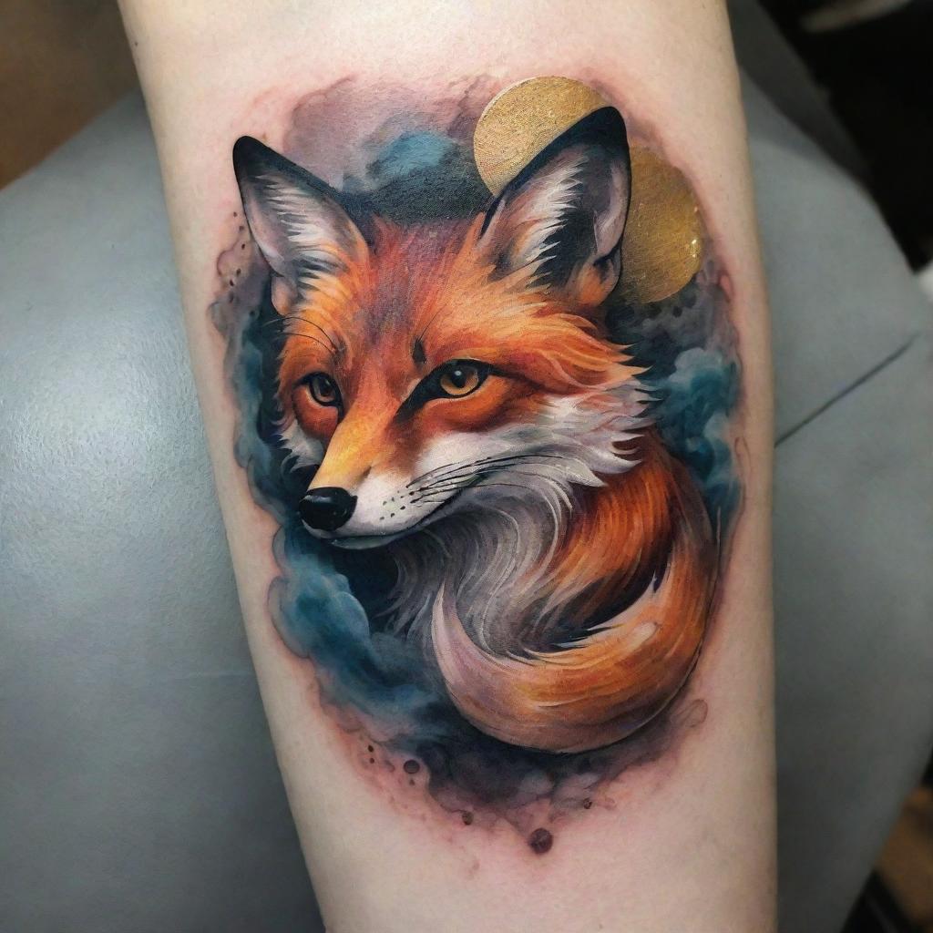 Mysterious Coin Forge: Clever Fox Tattoo Art