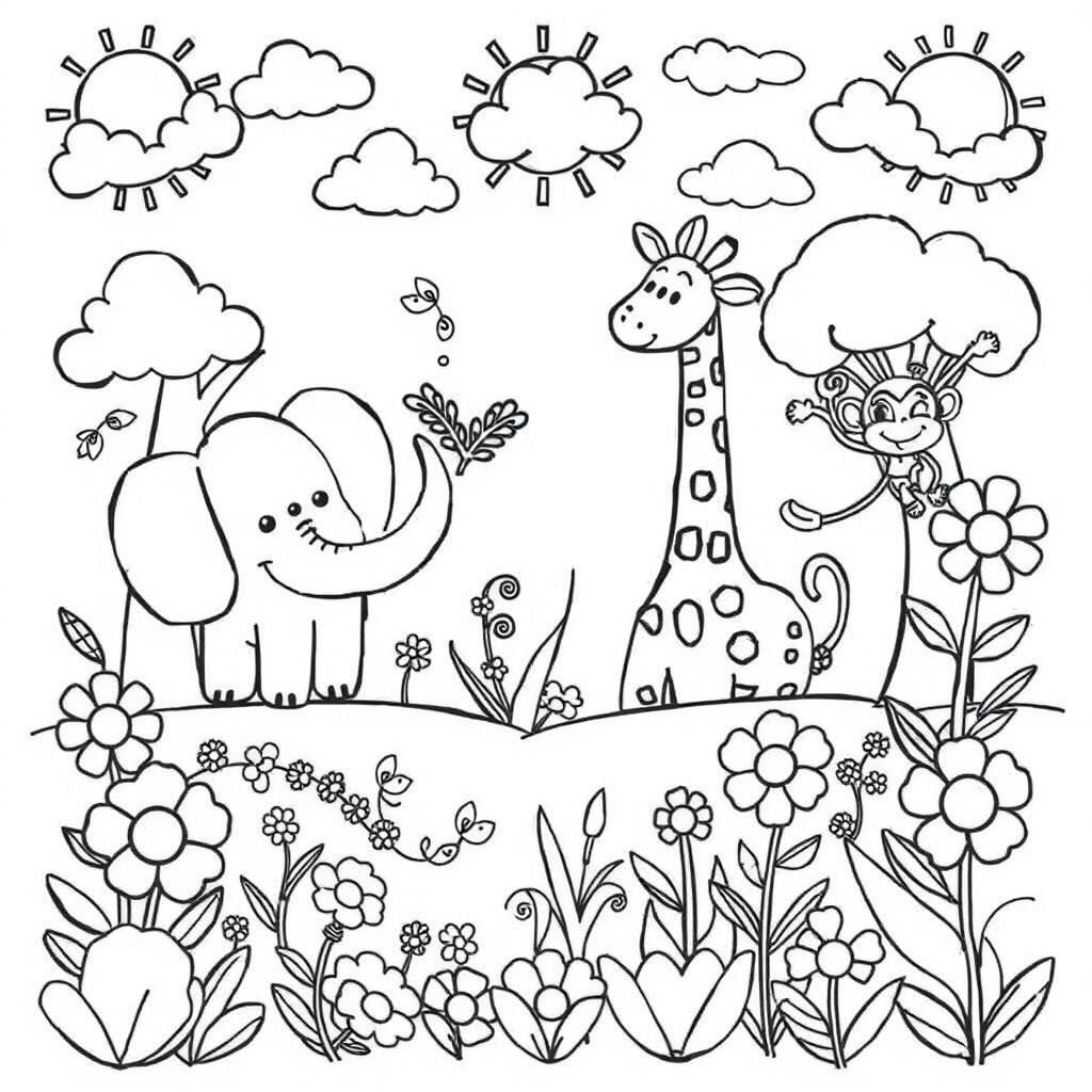 Delightful Black and White Coloring Page for Kids