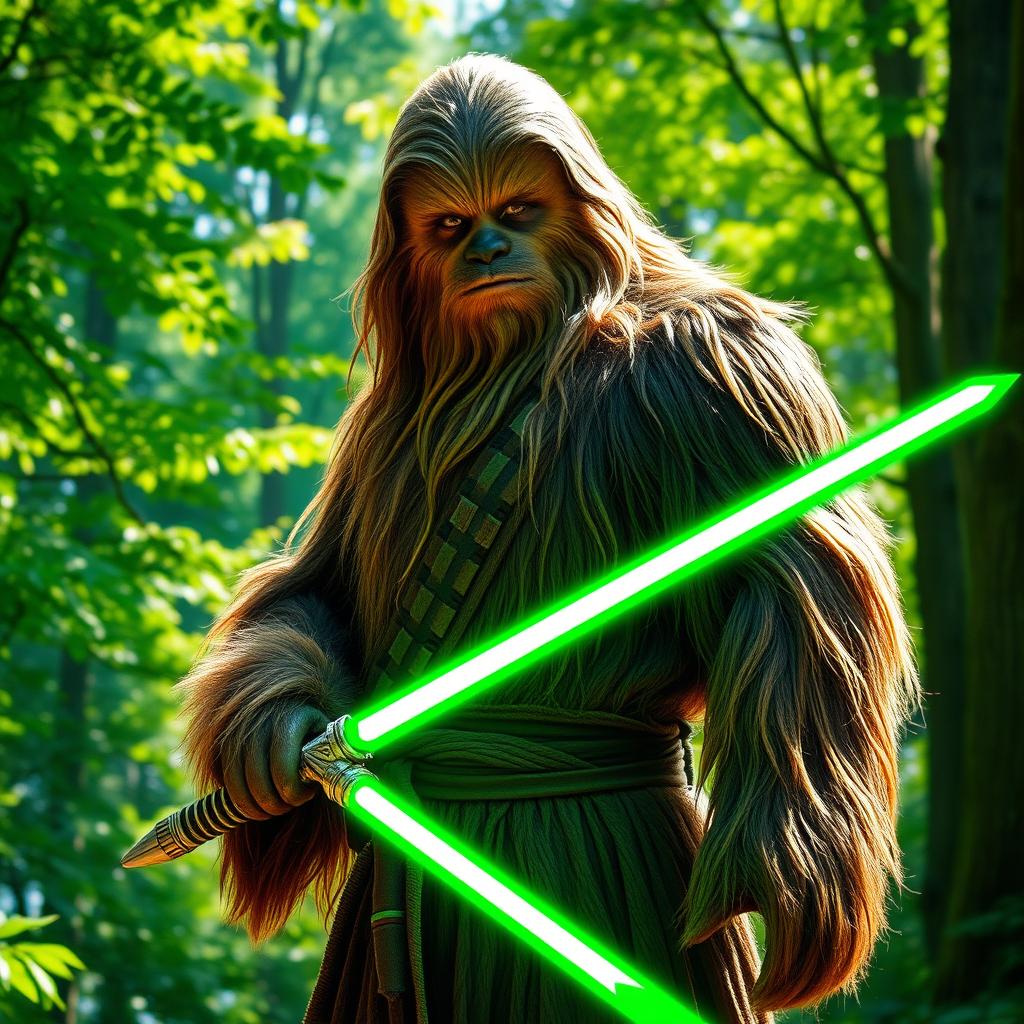 Epic Wookiee Jedi: The Unique Green Axe Lightsaber