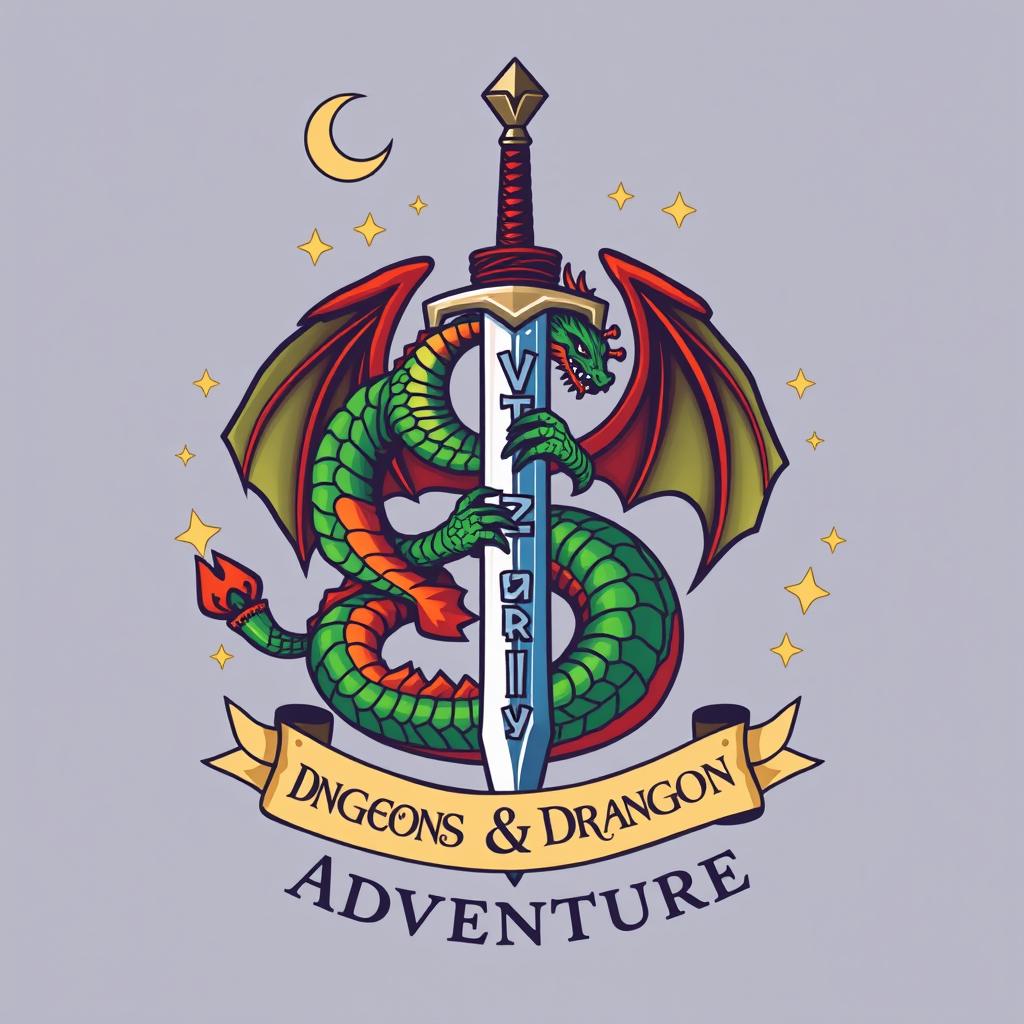 Epic Dungeons and Dragons Logo: Dragon & Sword Unleashed