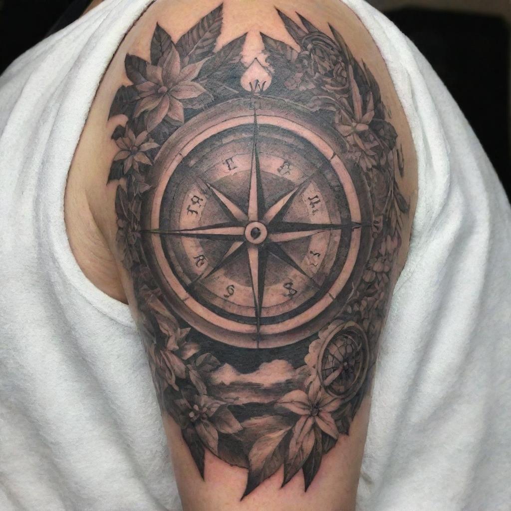 Inkvisions: Full Sleeve Tattoo of Compass & Symbolic Elements