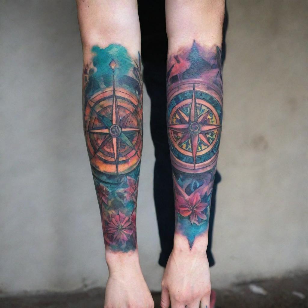 Navigate Your Own Road: Compass Sleeve Tattoo