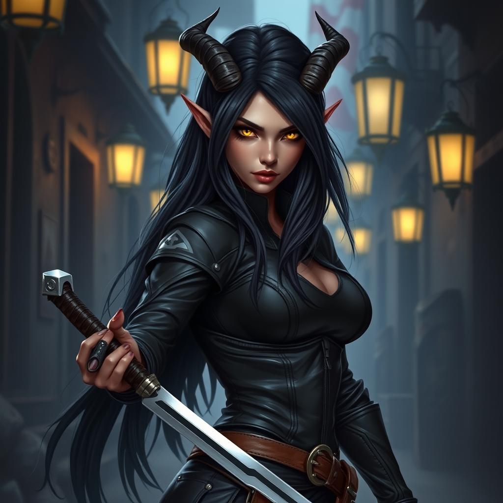 Enchanting Tiefling Rogue: A Master of Shadows