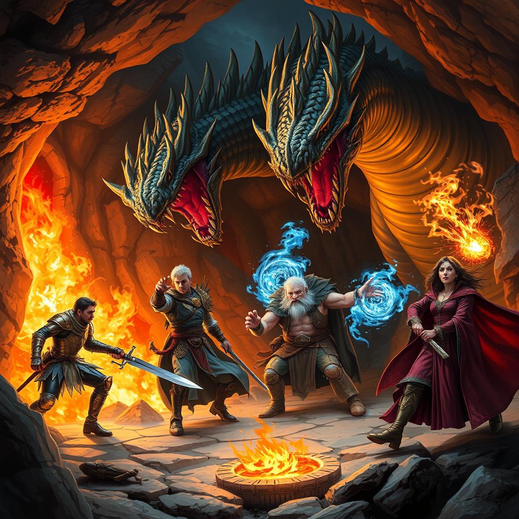 Epic Clash: Dungeons & Dragons Party vs. Fearsome Dragon