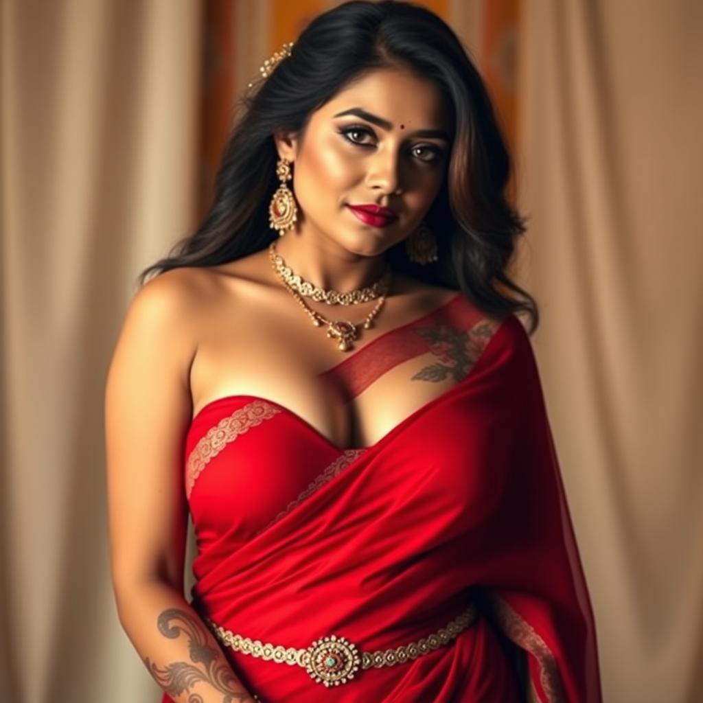 Elegant Allure: Indian Beauty in Red Saree