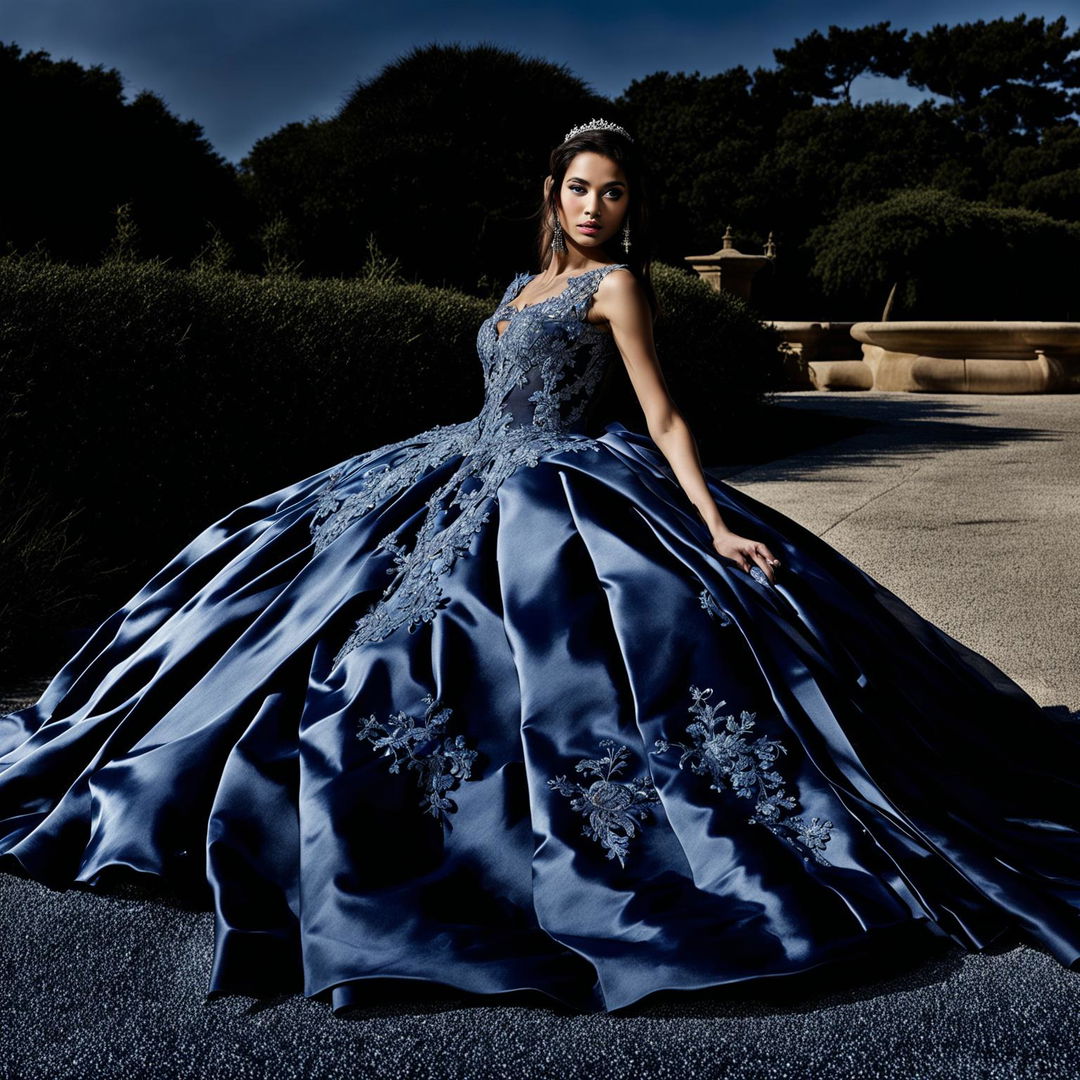 Elegant Sapphire Quinceañera Gown