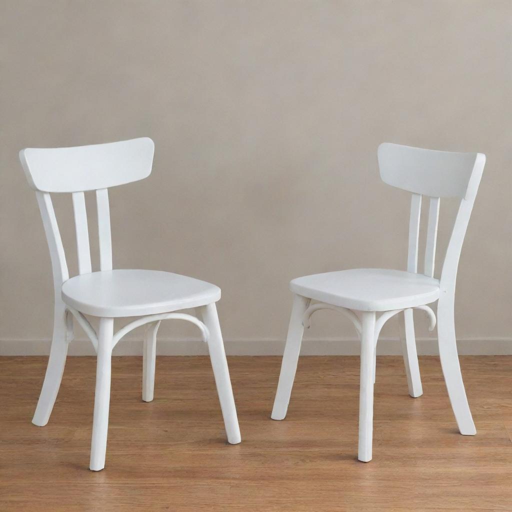 Timeless Elegance: Two White Wooden Chairs