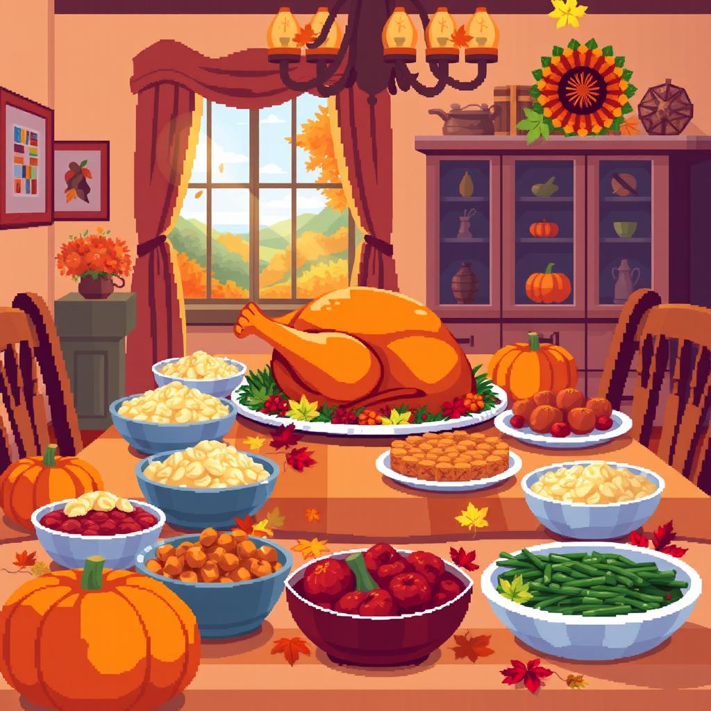 Celebrate Thanksgiving in Pixel Art Style