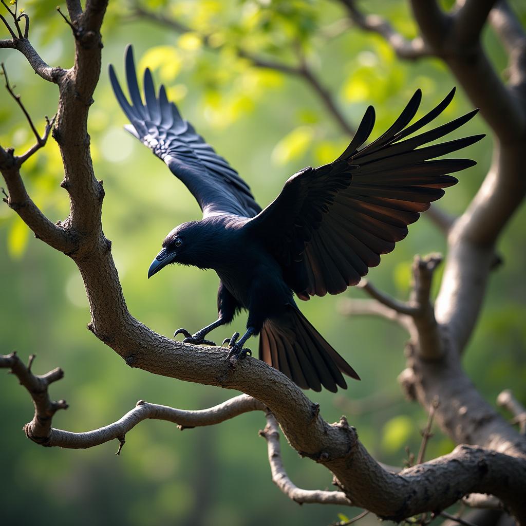 A Majestic Crow in Flight