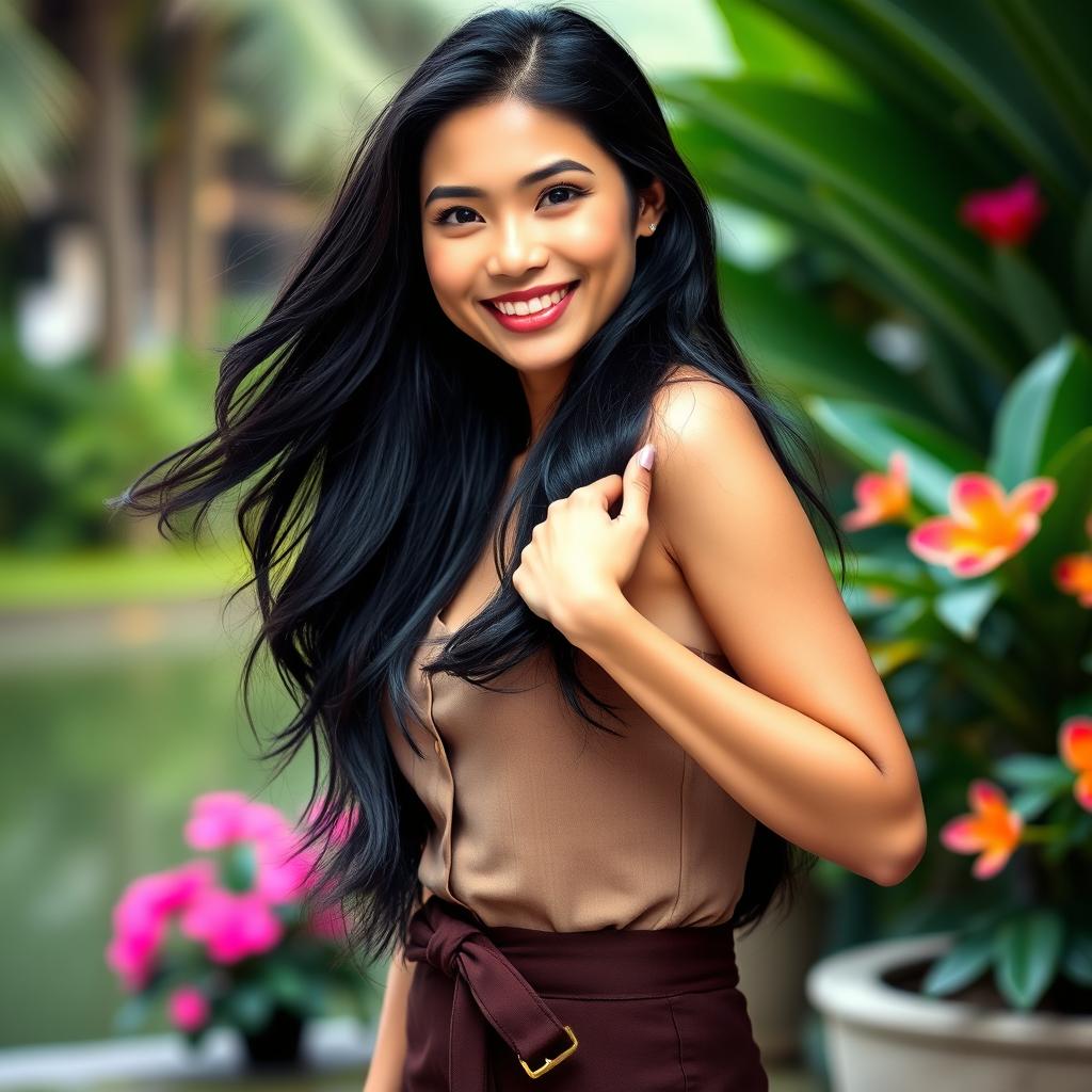 Captivating Indonesian Beauty with an Inviting Smile