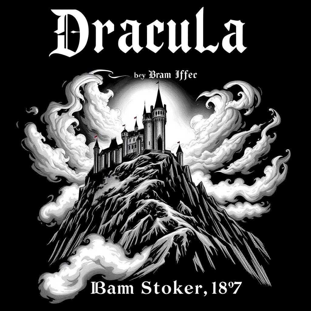 Striking Black and White Dracula Book Cover Design