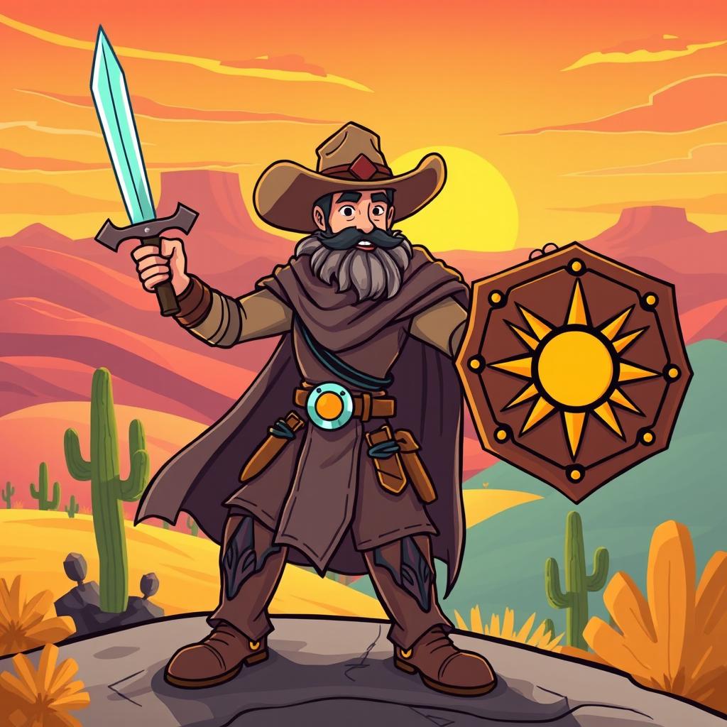 Dynamic Cartoon Cowboy Paladin