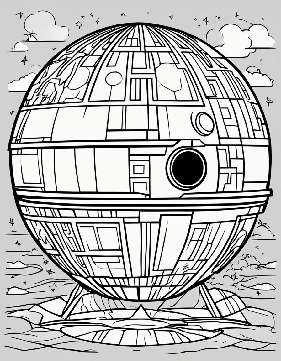 Minimalist Death Star Coloring Page