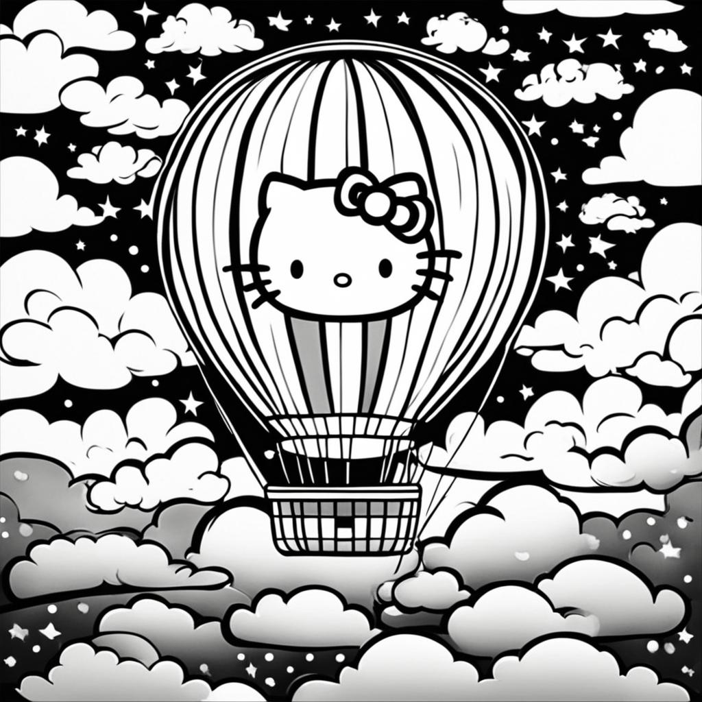 Soar with Hello Kitty: Whimsical Coloring Adventure