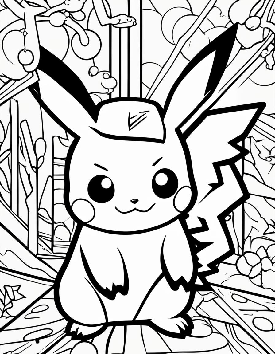 Adult Coloring Book: Minimalist Pikachu