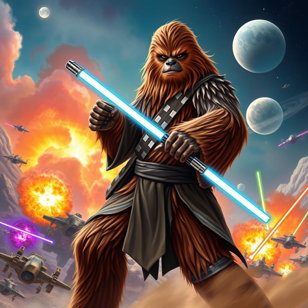 Epic Wookiee Jedi: A Galactic Battle Unfolds!