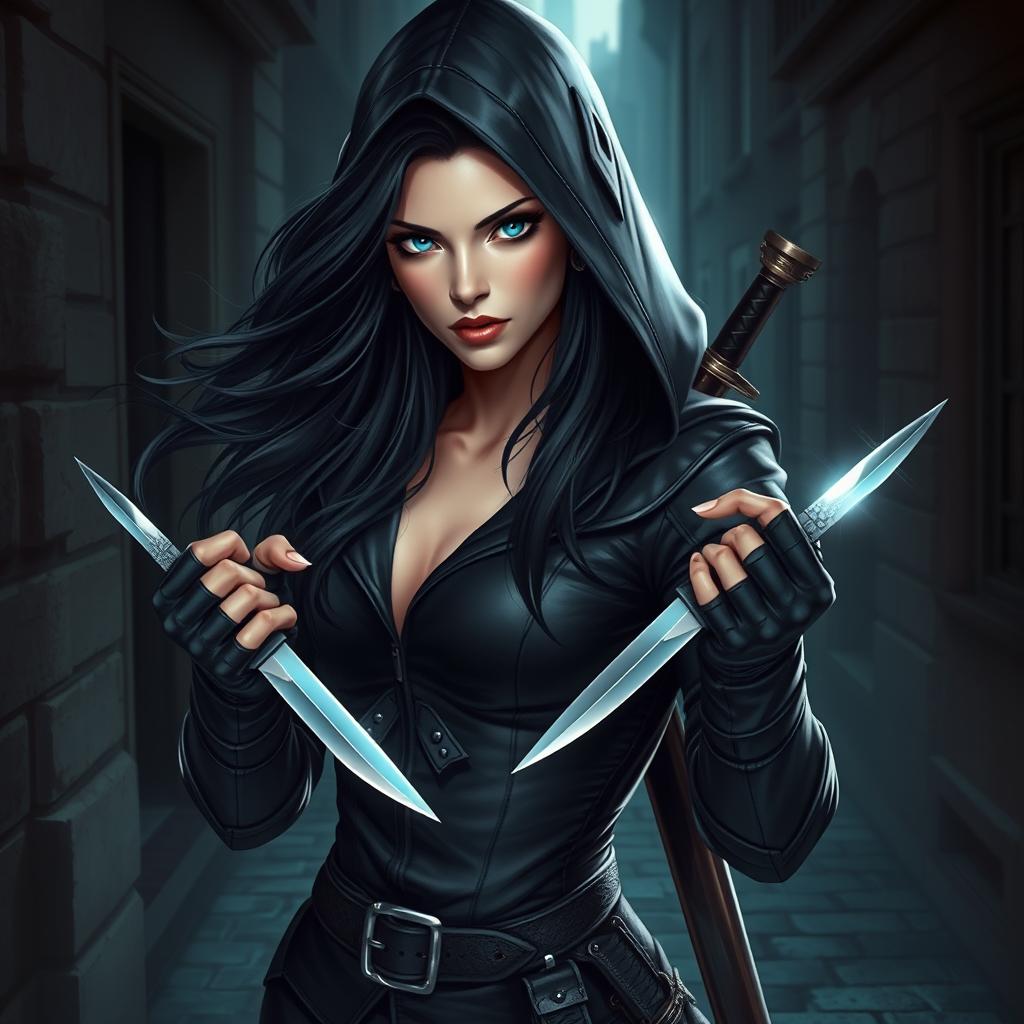 Enchanting Female Rogue: Dark Elegance