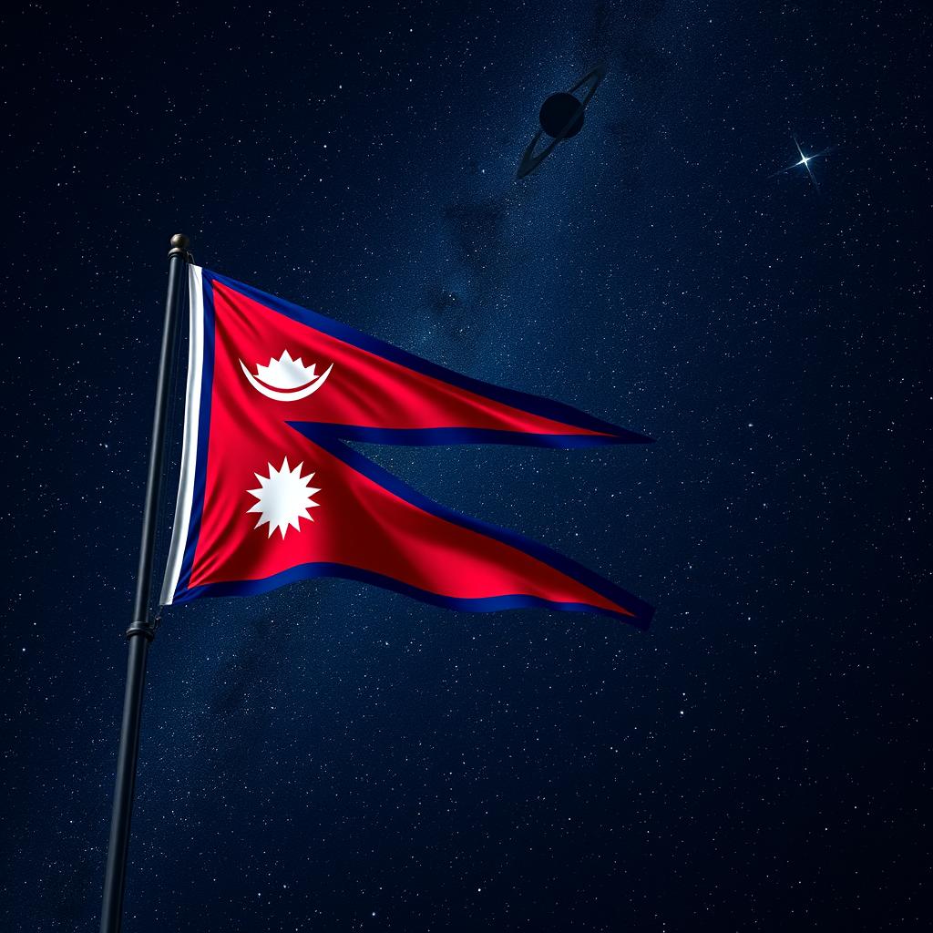 Nepal Flag Under a Celestial Canvas