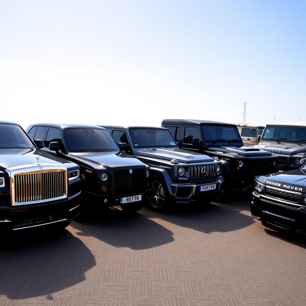 Ultimate Luxury: Lineup of Black Cars