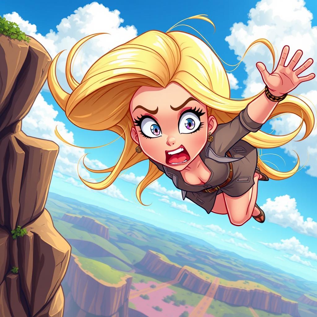 Dramatic Fall: Cartoon Blonde in Peril