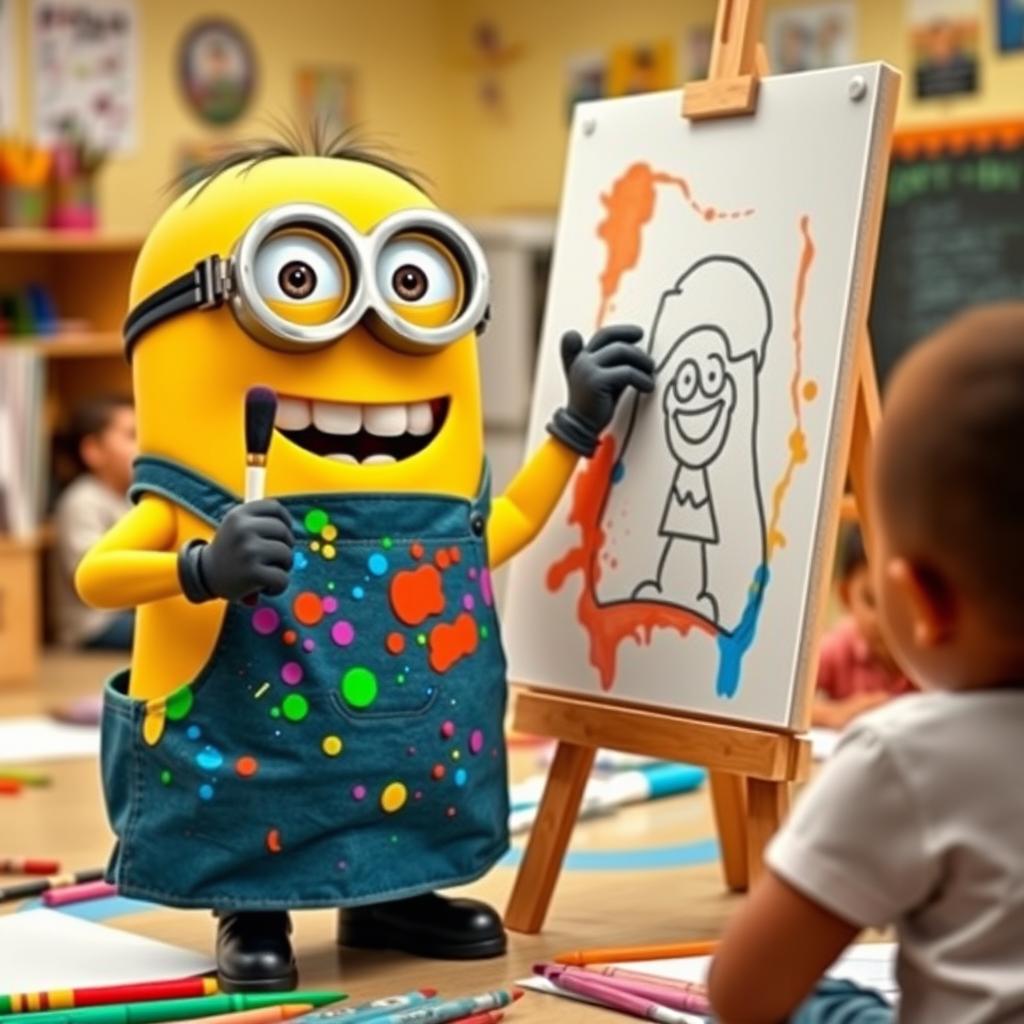 Join the Fun with Our Cheerful Minion Art Teacher!