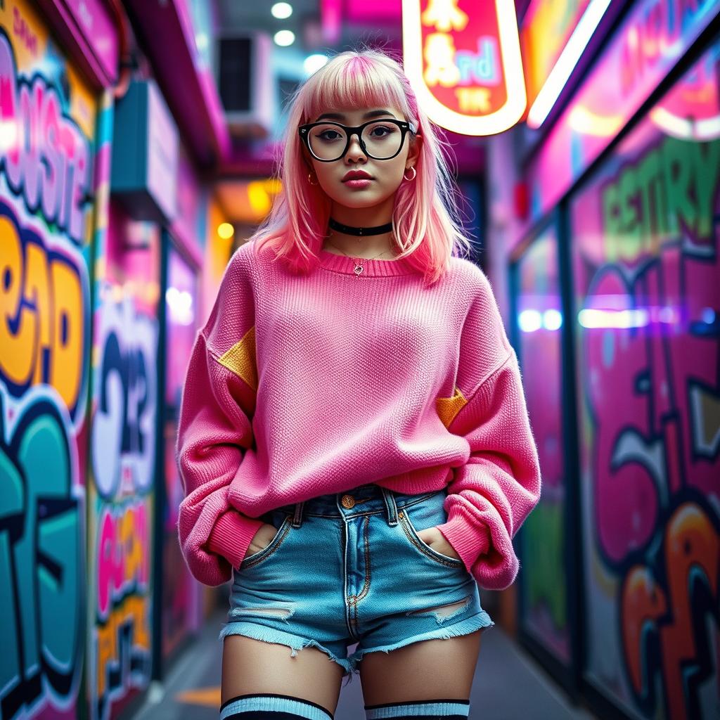 Chic Femboy Vibes: Pastel Pink Hair & Colorful Fashion