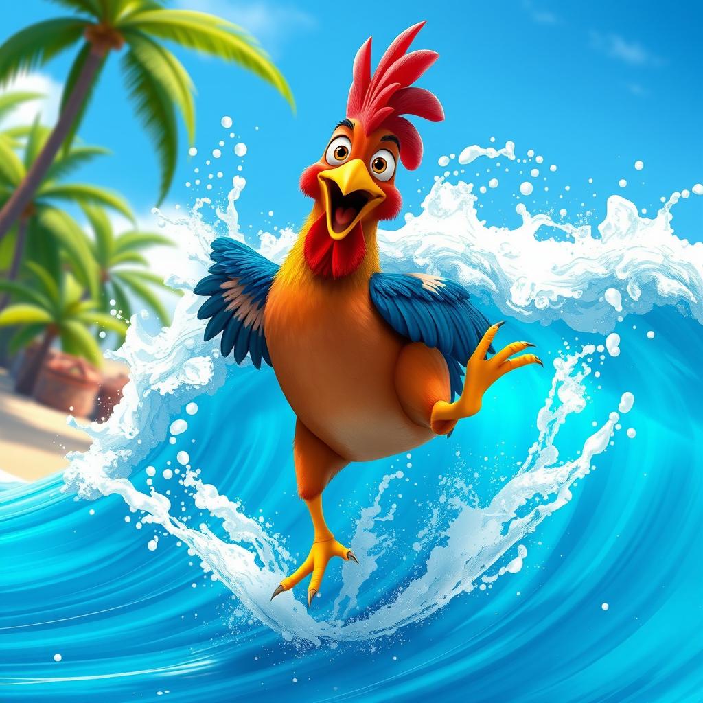 Hei Hei Surfs the Blue Waves!