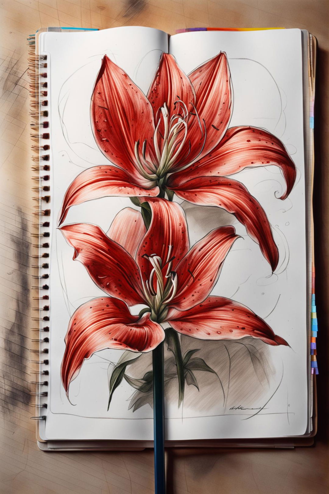 Realistic Watercolor Painting of a Lily Flower