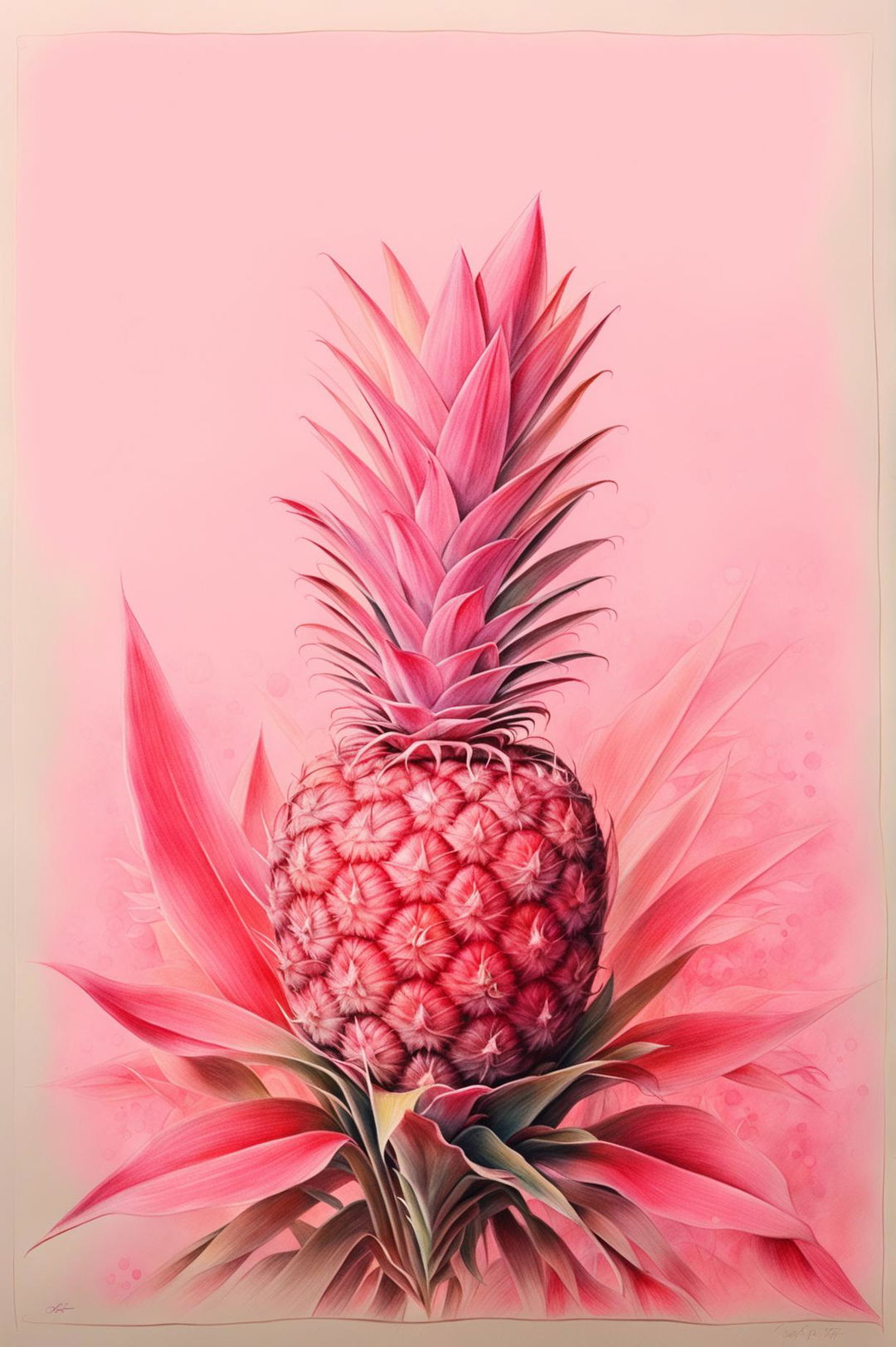 Whimsical Pink Pineapple Art