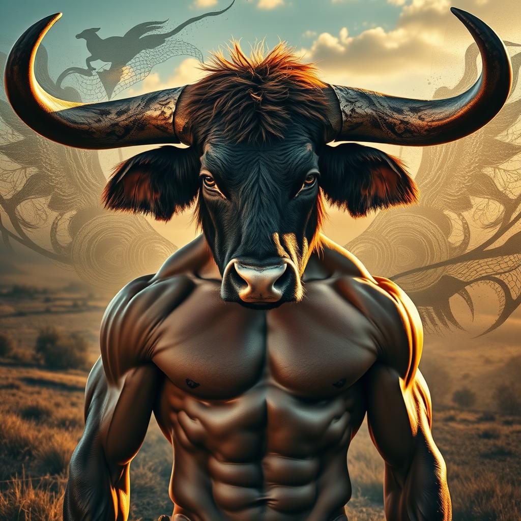 Mythical Bull-Human Fusion Art