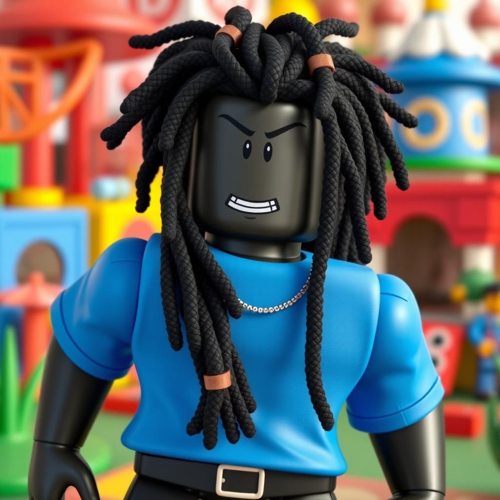 Vibrant Black Roblox Character with Dreadlocks