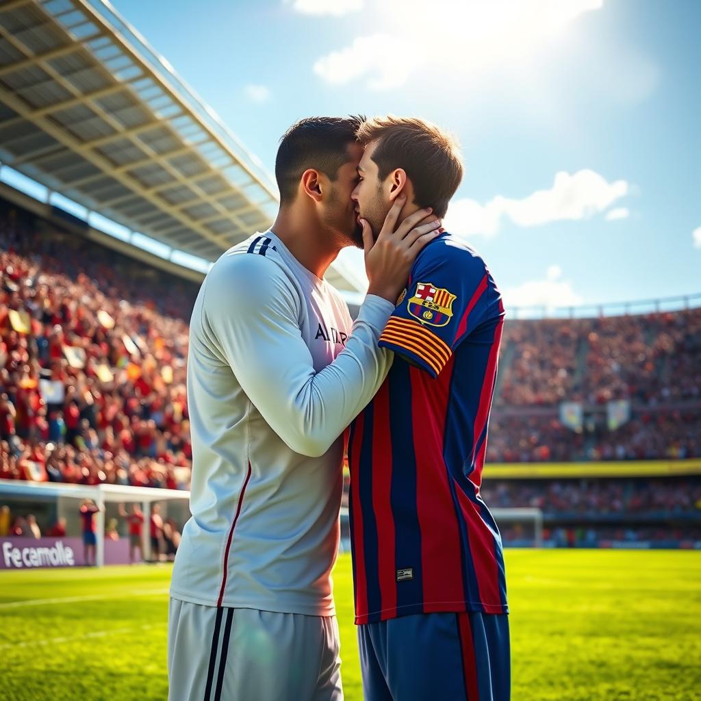 Epic Moment: Ronaldo & Messi Share a Kiss