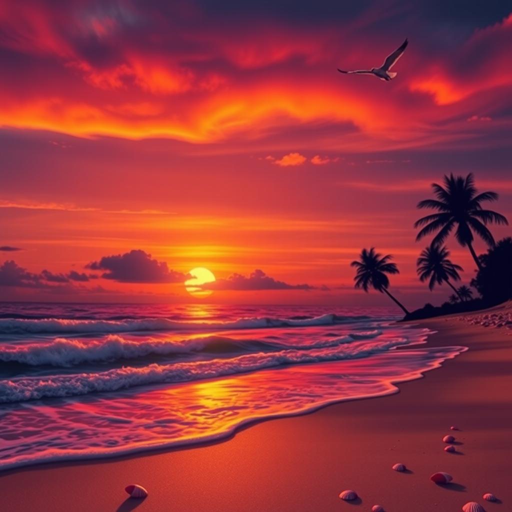 Breathtaking Sunset Over Vibrant Beach