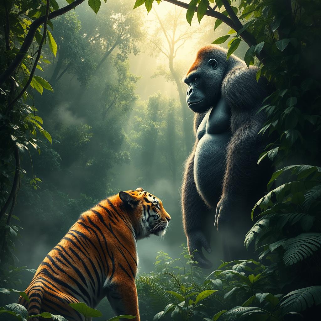 Epic Jungle Showdown: Gorilla vs. Tiger