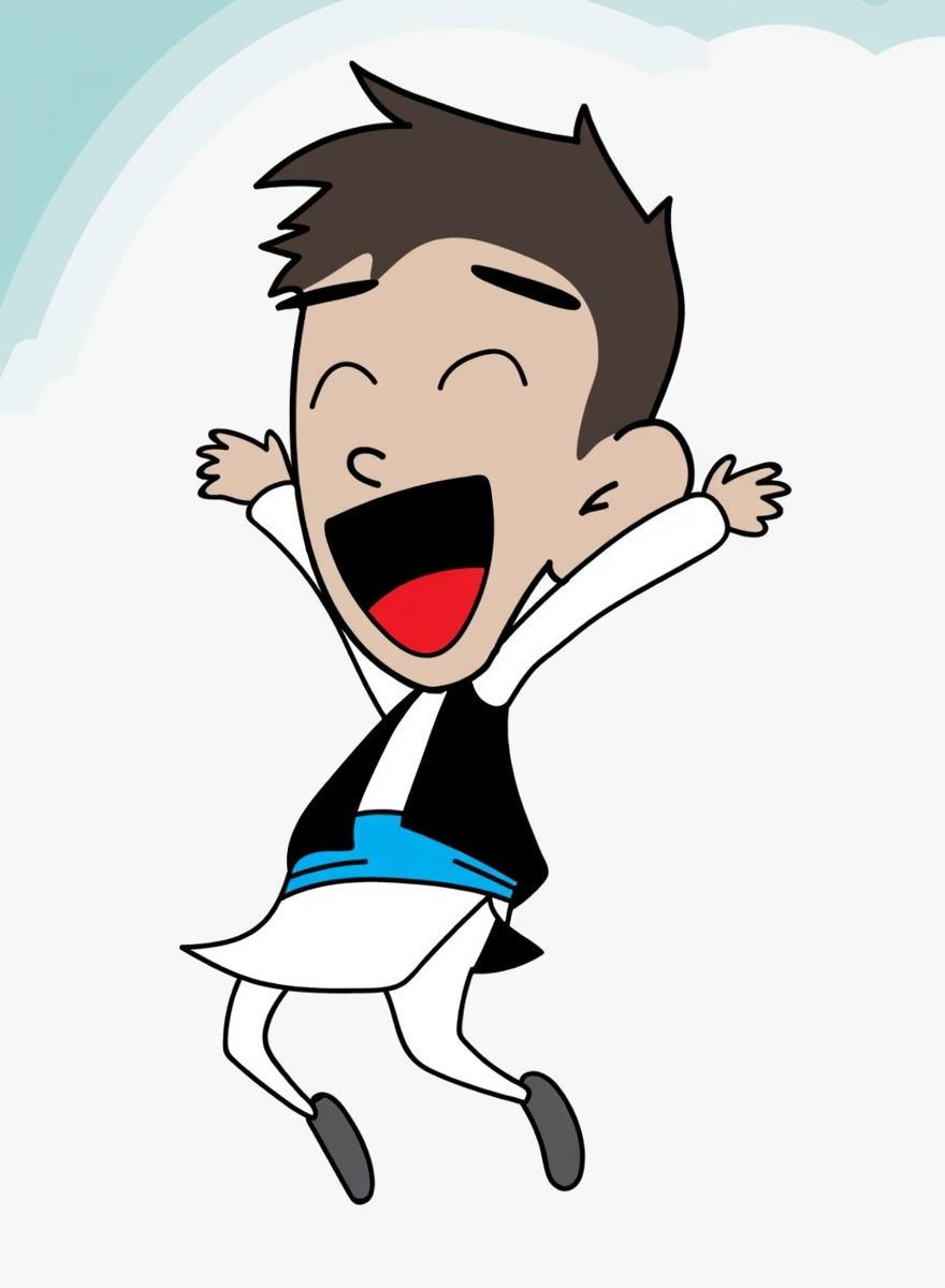 Celebrate with Joy: Dancing Cartoon Character