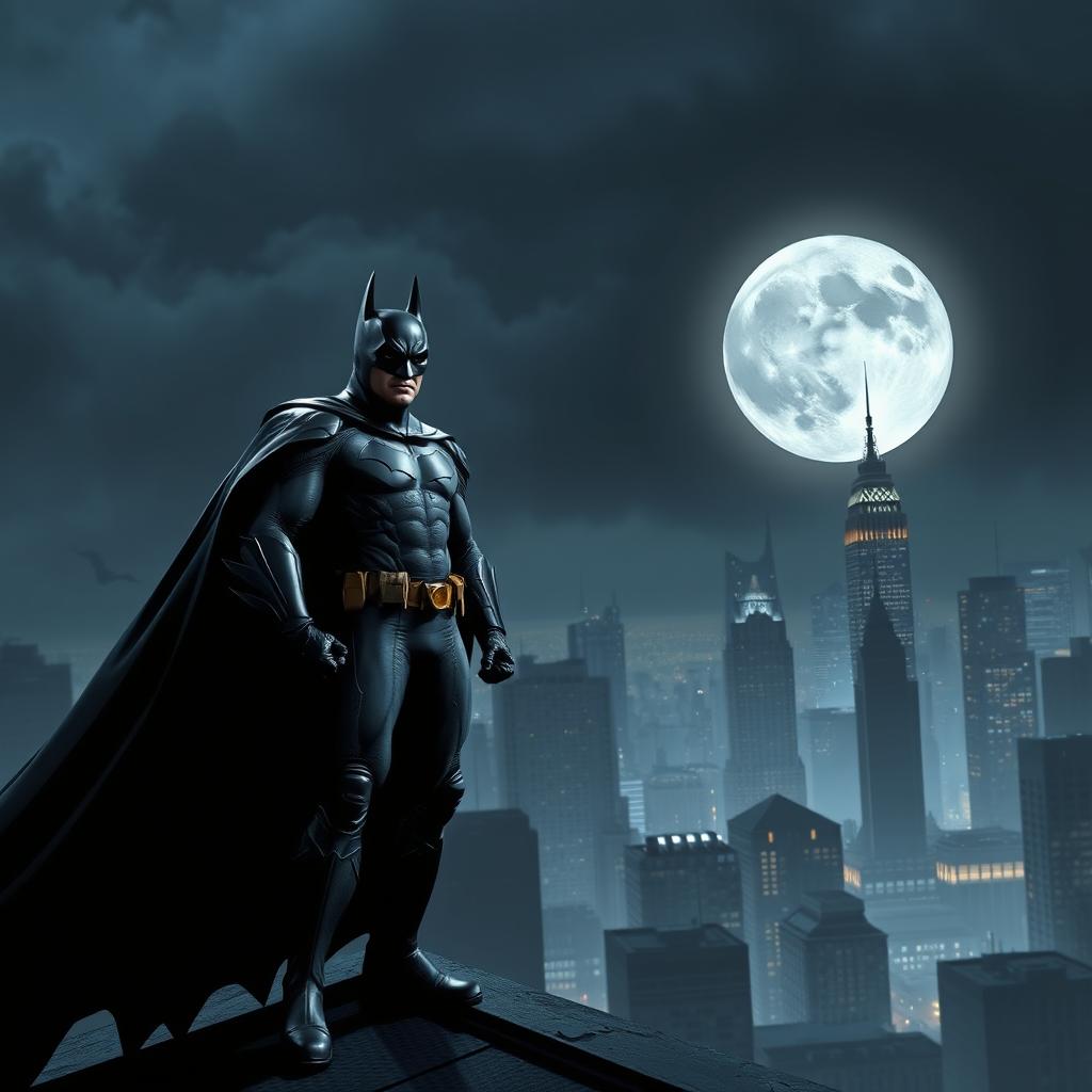 Vigilante in the Shadows: Batman Overlooking Gotham