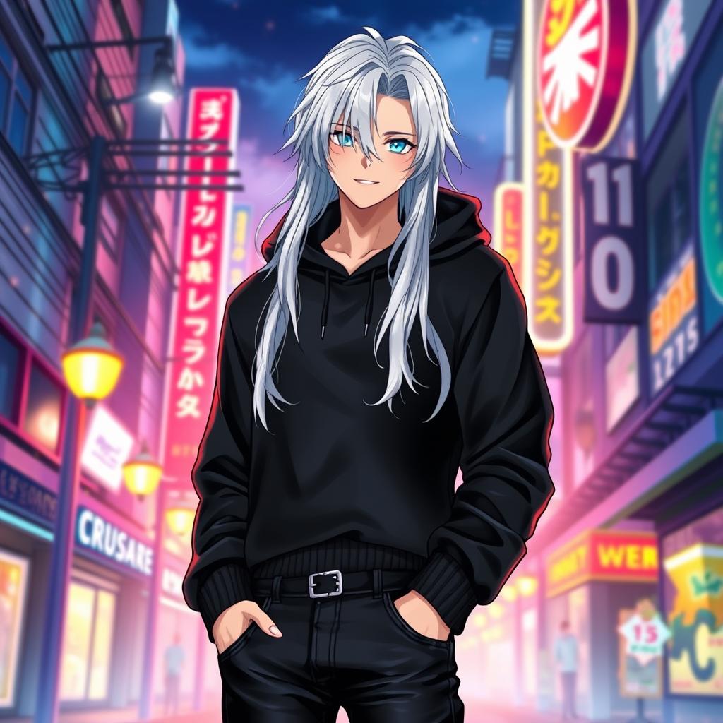 Enchanting Light Novel Cover: The Femboy with Luxurious White Hair