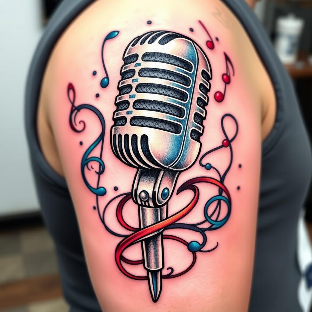 Musical Harmony: Dynamic Microphone Tattoo