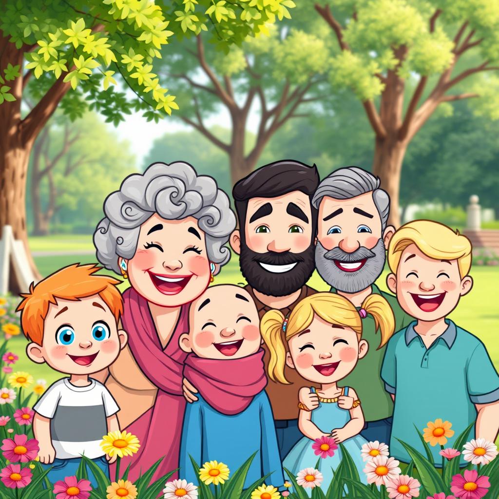 Heartwarming Cartoon Family: Joy in Every Detail