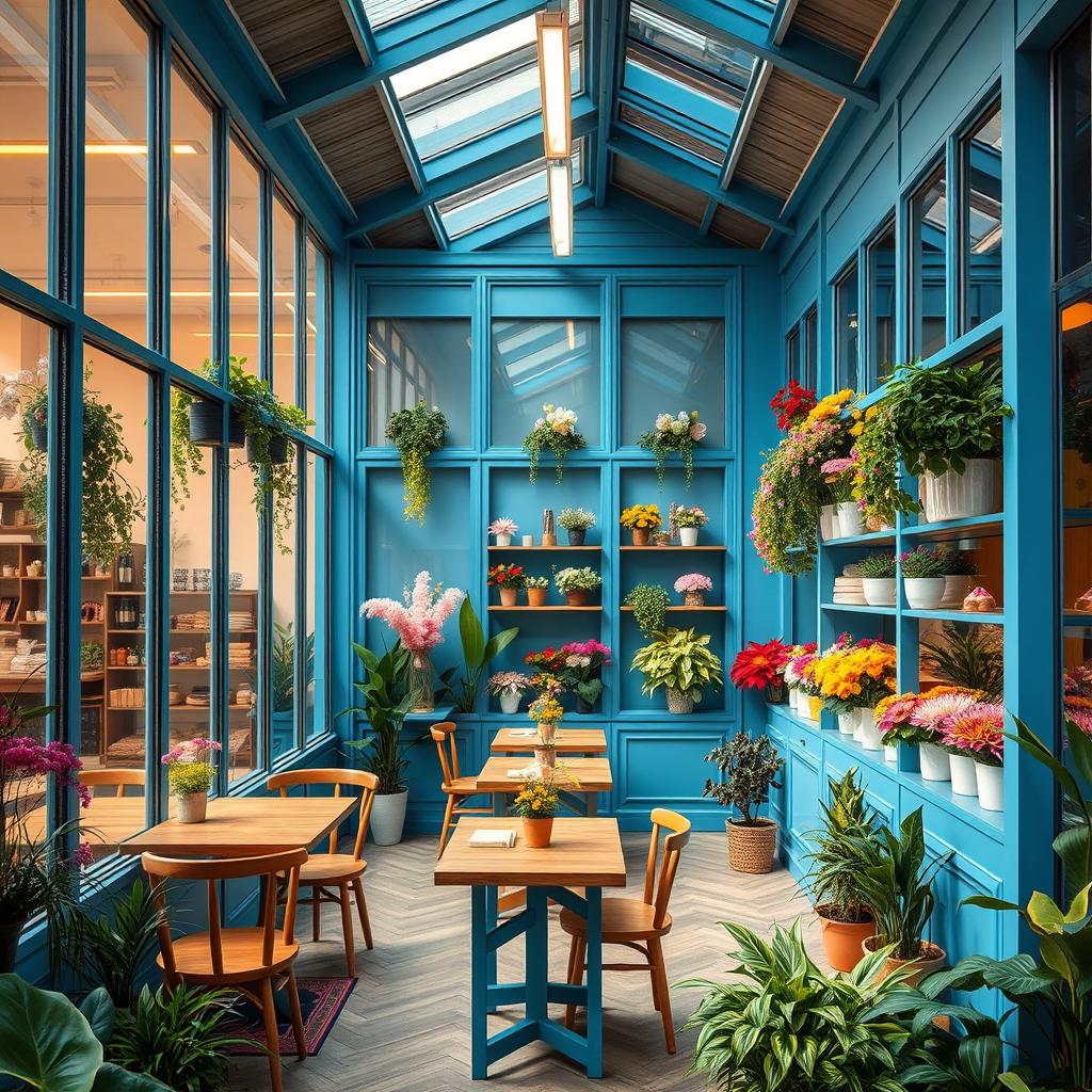 Embrace Serenity at This Cozy Blue Café & Flower Shop
