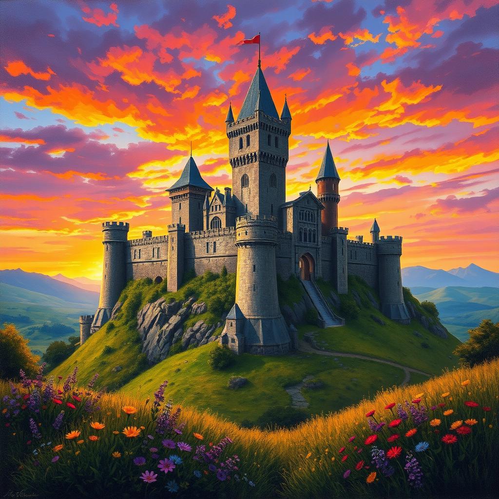 Enchanting Medieval Castle at Sunset