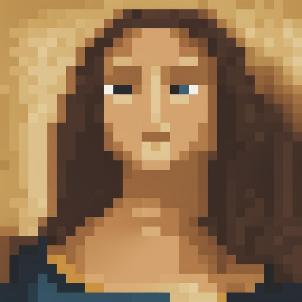 Pixel Art Mona Lisa - Minimalist Masterpiece